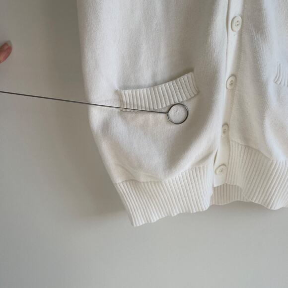 Campure‎ 100% Cotton Sweater Vest White Layering Casual Fisherman Womens Size S - Picture 9 of 10